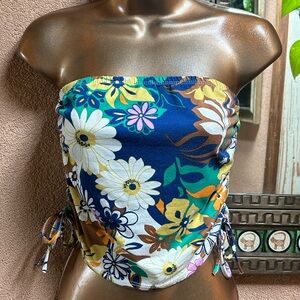 Floral Rouched 90’s Crop Top Tube Top Stretchy OS Women’s S/M